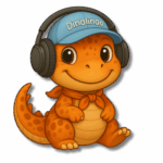 Dinolinoo mit Kopfhörern – hört gespannt zu